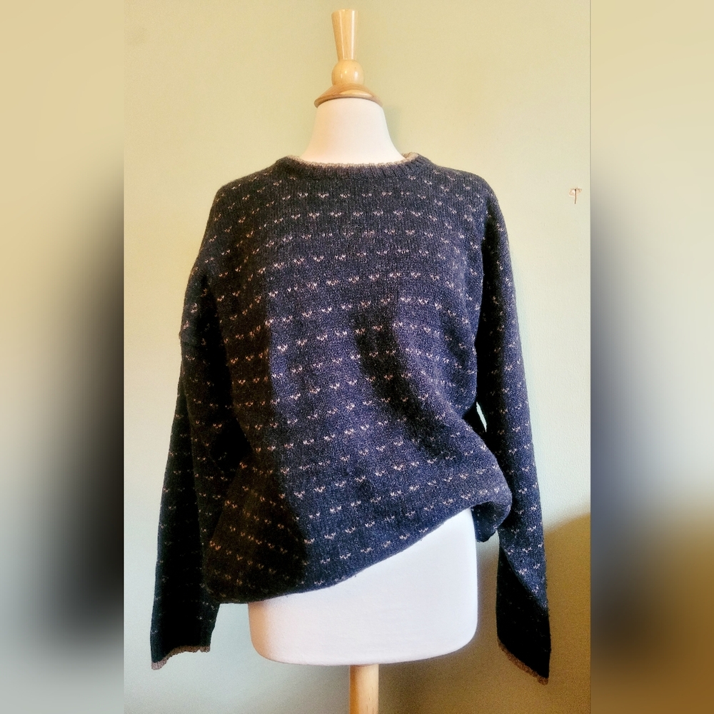 Woolrich Blue Gray Knit Wool Oversized Sweater Men Size XL